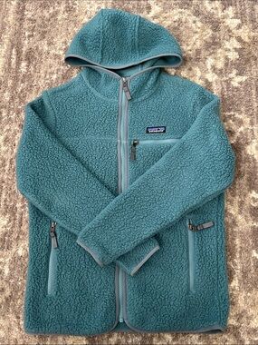 Patagonia Teal Sherpa Hooded Full Zip Jacket